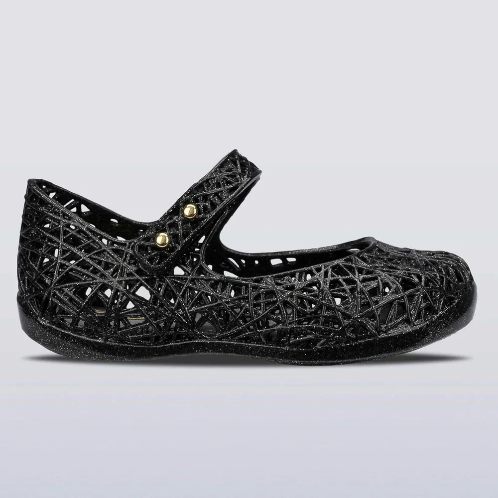 Mini Melissa Campana Zig Zag Black/Silver Glitter